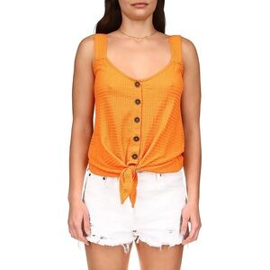 NEW Sanctuary Orange Button-Down Tie Front Tank Top